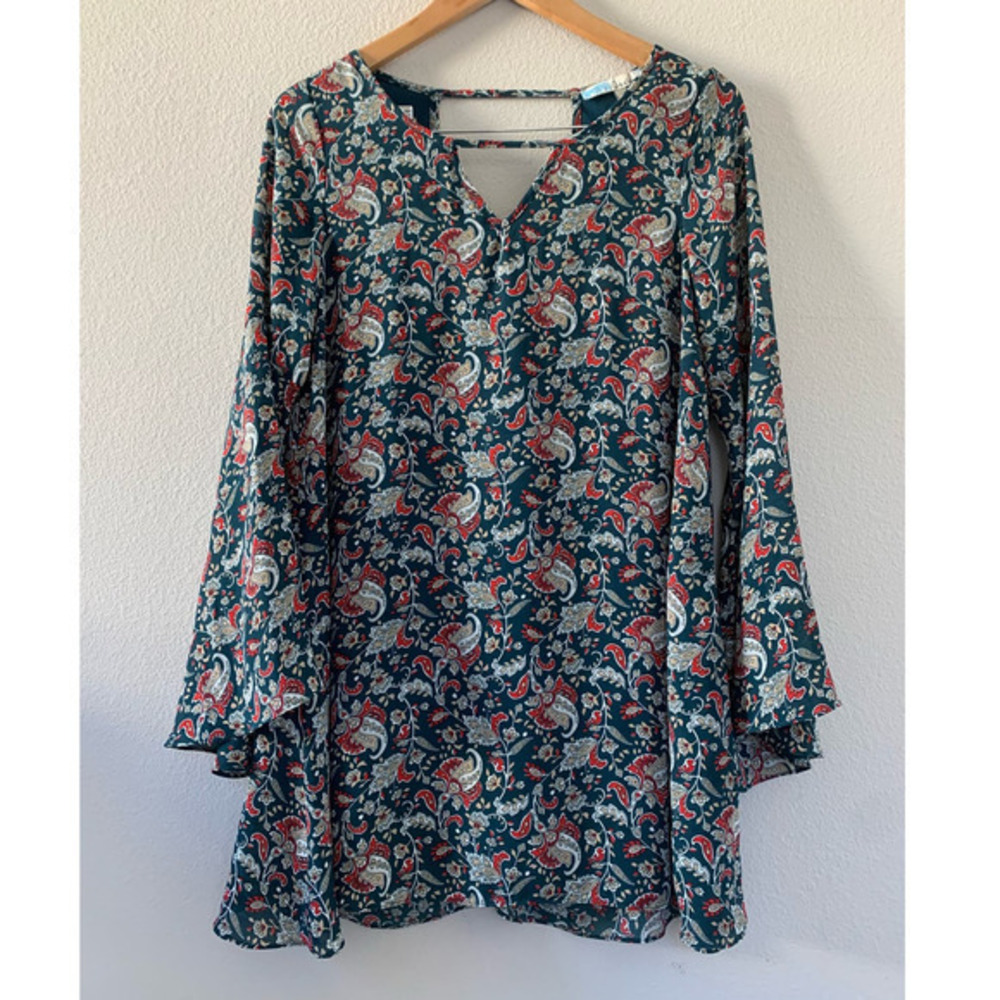 Cecico Women’s Dress Bell Sleeve Bohemian‎ Paisley Floral Dress